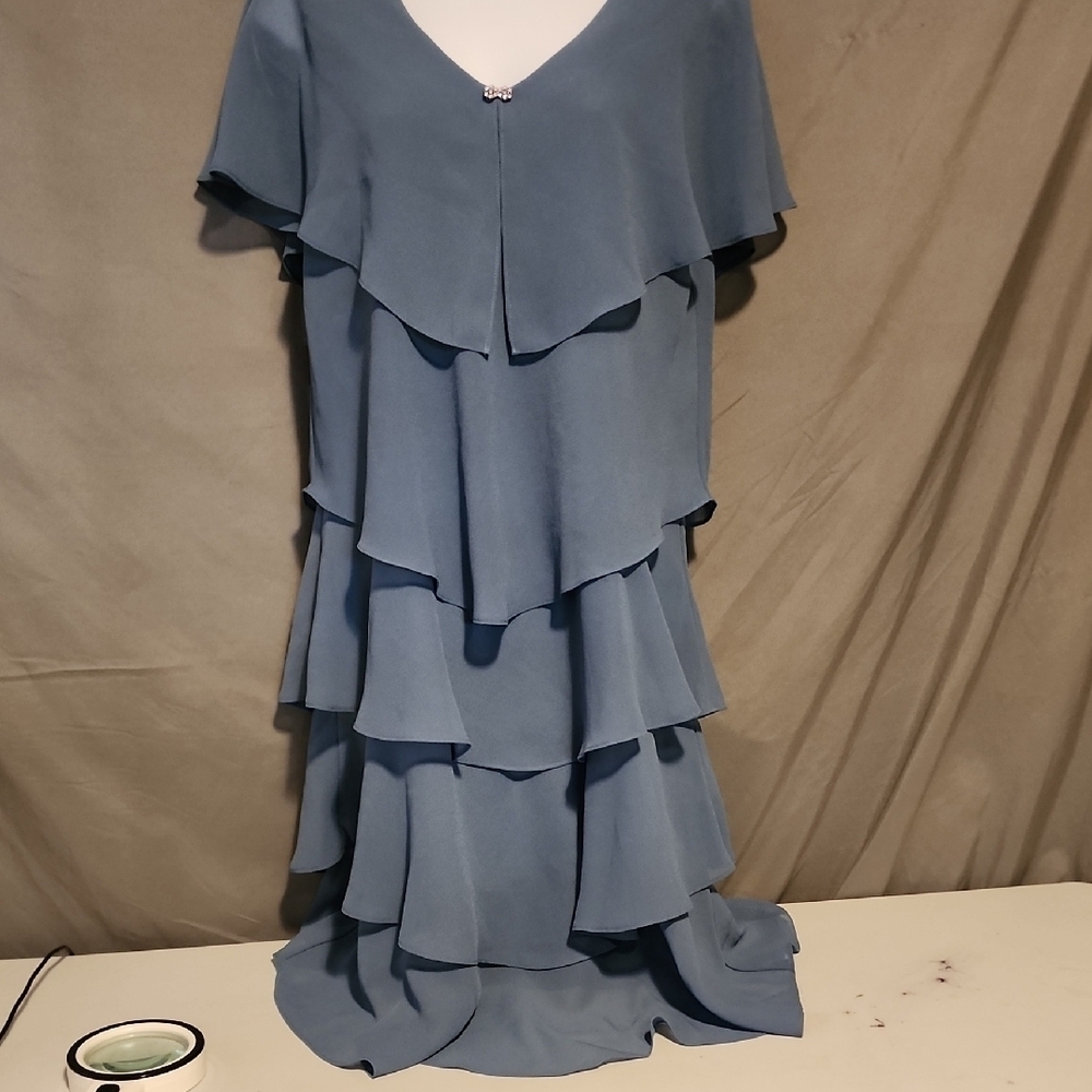 Patra Asymmetrical Blue Gray Ruffled Sundress - Picture 4 of 8